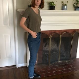 Olive green V Neck Tee - Urban Outfitters